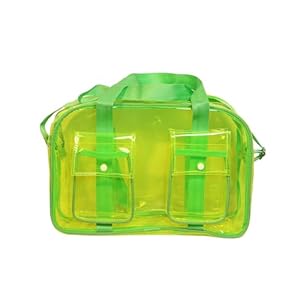 Ji and Ja Transparent Clear Bag Stadium Approved, Clear Tote Lunch Office Sports Gym Bag with Reinforced Straps, Transparent Handbag for Women & Men (green ))