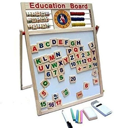 Magnetic Drawing and Writing White Board Black Board with Abacus and Clock