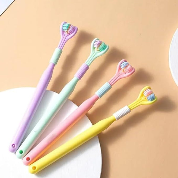 Ji and Ja 3-Sided Triple Angle Toothhugger Training Toothbrush, Ultra Soft Bristles, Toddler And Autistic Oral Care Gentle Clean Each Tooth To Completely Cover The Toothbrush (pack -2