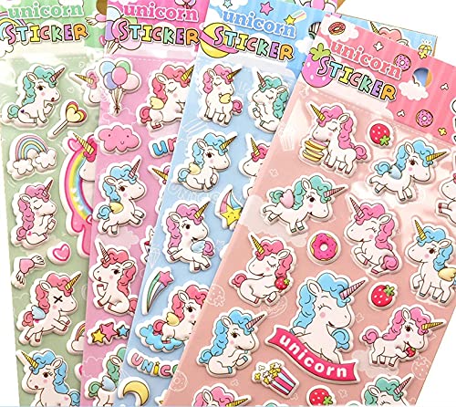 Unicorn Theme Cute Sticker (10 Sheets) 3D Puffy Stickers