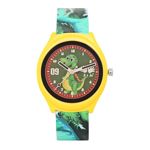 Ji and Ja Kids Waterproof Analog Wrist Watches for Daily Wear (DINO GREEN)