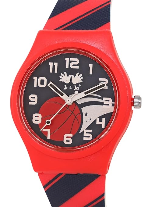 Ji and Ja Kids Waterproof Analog Wrist Watches for Daily Wear (BASKETBALL RED )