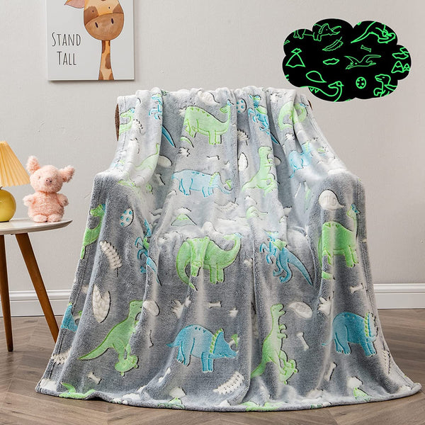 Glow in The Dark Blanket Big Dinosaur Blankets Soft Cozy All Season Blankets