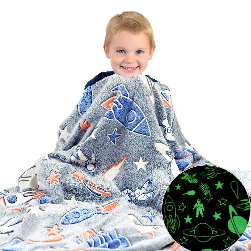 Glow in The Dark Blanket Big Astronaut Blanket Soft Cozy All Weather Blankets