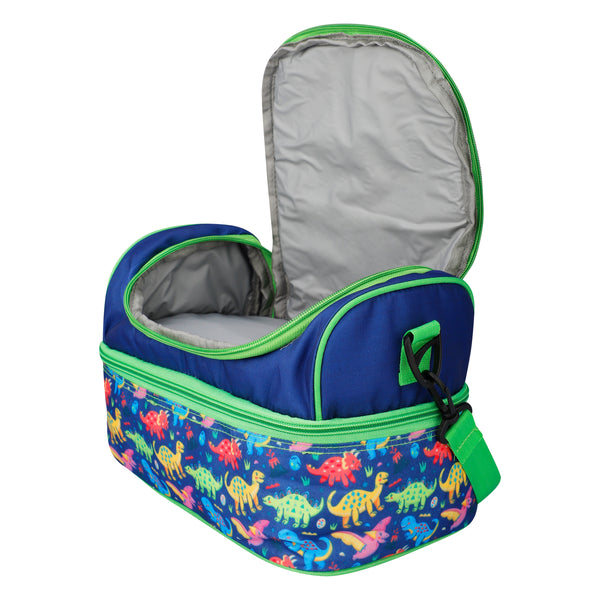 Dinosaur Kids Lunch Bag Multi Compartment Dual Slot  Double Insulated