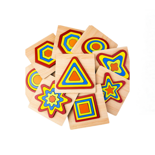 Bright Colored Wooden Seriation Puzzle Geometric Shape 3D Wooden Puzzle