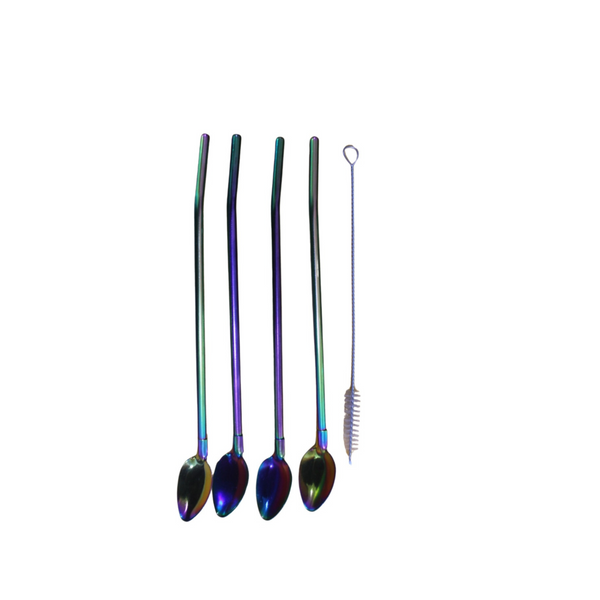 Stainless Steel Spoon Straws 4pcs