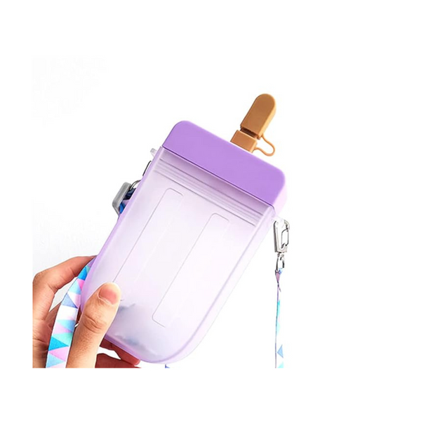 Ice-cream Sipper with Straws,  Leakproof Plastic Ice Cream Drink Water Bottle with Strap (BPA Free)(pack of 1)