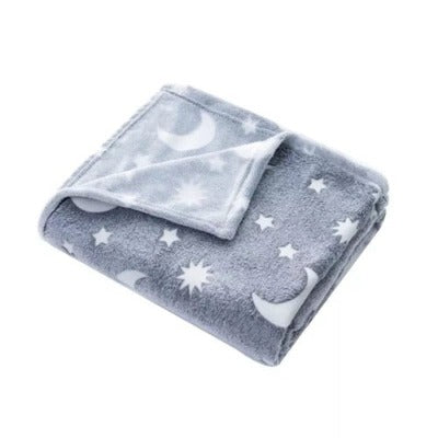 Glow in The Dark Blanket Big Grey Moon Star Soft Cozy All Season Blankets