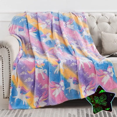 Glow in The Dark Blanket Small Rainbow Un Soft Cozy All Season Blankets