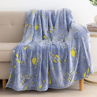 Glow in The Dark Blanket Blue Space  Soft Cozy All Season Blankets